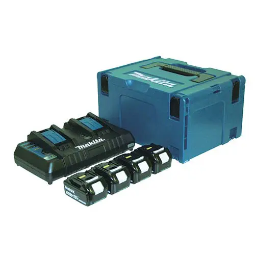 Kit 4 Baterias de 5.0Ah + Carregador 2 Portas + Mala MAKPAC Makita 197626-8 197626-8