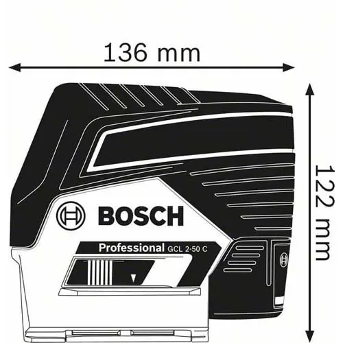 Nível Laser de Projeção Cruzada Auto Nivelante 50m + 2 Acess Bosch GCL 2-50 C+RM2+BT150 0601066G02