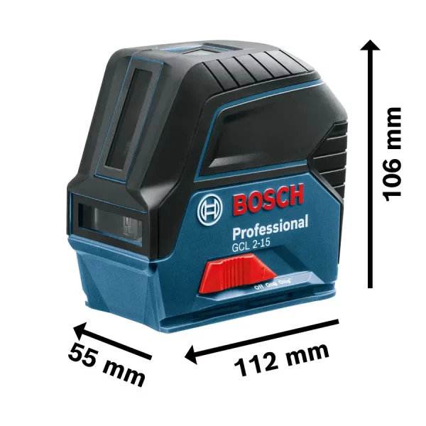 Nível Laser de Projeção Cruzada com 3 Acessórios Bosch GCL 2-15 + RM1 + BM 0601066E02